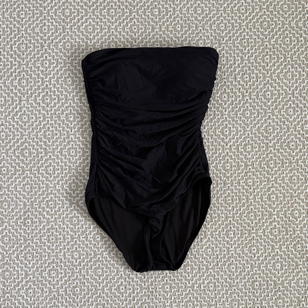 J Crew Classic Strapless Black One-Piece Swimsuit